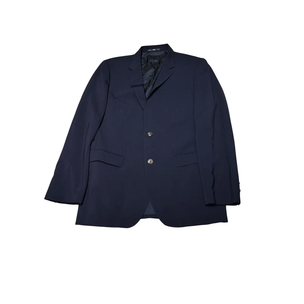Hugo Boss JAM75 Mens 40L Navy Blue Stretch Blazer Two Button Jacket Made USA